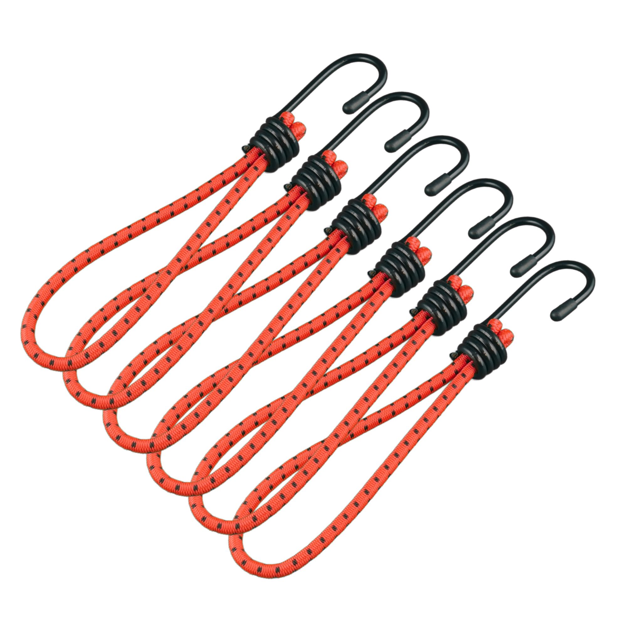 สายรัดยางยืดแบบห่วง ECSAI ตะขอเหล็ก ขนาด 6 มม. ยาว 25 ซม. สีแดง-ดำ (แพ็ค 6 ชิ้น)_0